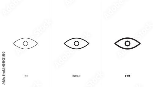 Set of preview open icon. thin, regular and bold line icons. password unhiding, eye icon. data privacy and sensitive content mark