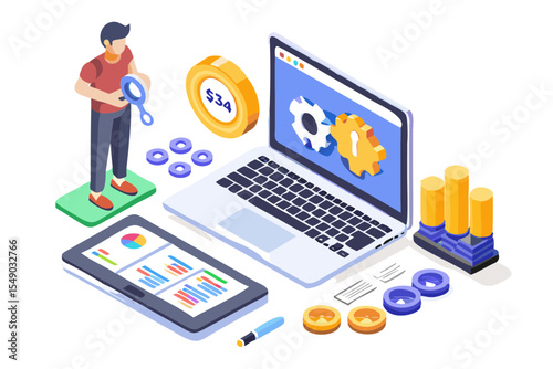 Isometric Data Analysis and Financial Growth with Digital Tools and Man
