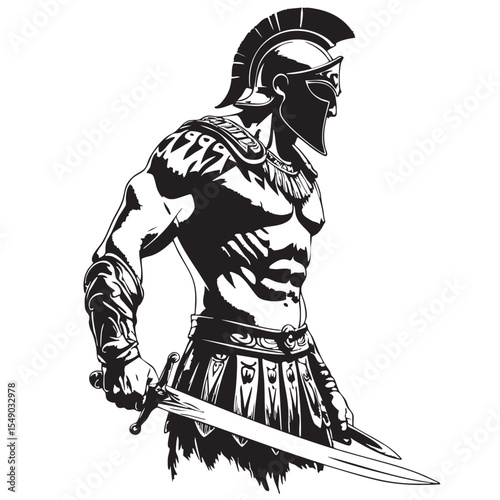 vector illustration of a warrior with sword