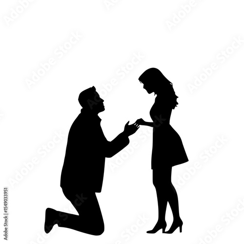 Man Proposing to Woman Silhouette – Engagement Proposal SVG Vector