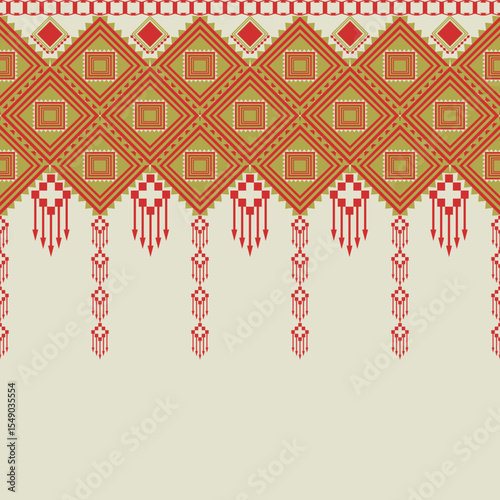 Abstract Folk Art Textile Design Traditional Tribal Geometric South East Asian Inspired Ornament