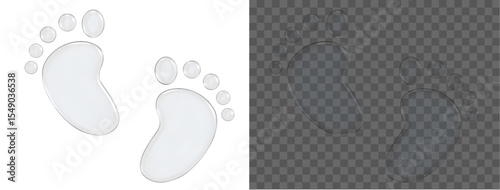 3d glass baby footprint icon. Baby feet sign. Stock vector illustration on isolated background.