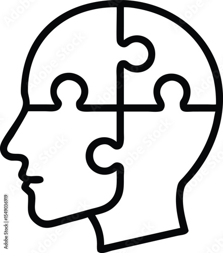 Behavior and adaptation, Human head with puzzle pieces icon