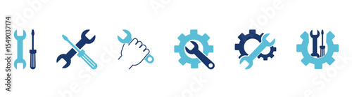 Construction builder tools equipment icon set, engineer repair mechanic instrument. Editable stroke. Vector illustration.