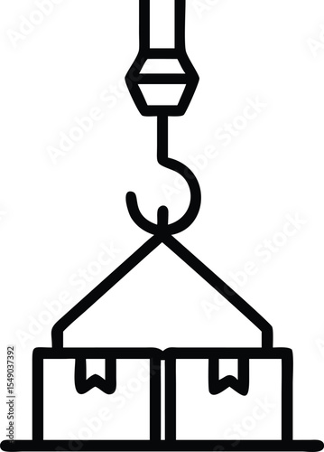 crane hook lifting boxes icon. Lifting container cargo.