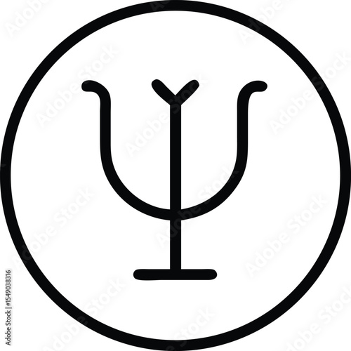 Sign psychology psi icon line in vector.