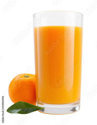 fresh orange juice glass isolated on white background