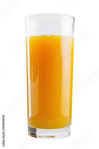 fresh orange juice in glass on white background