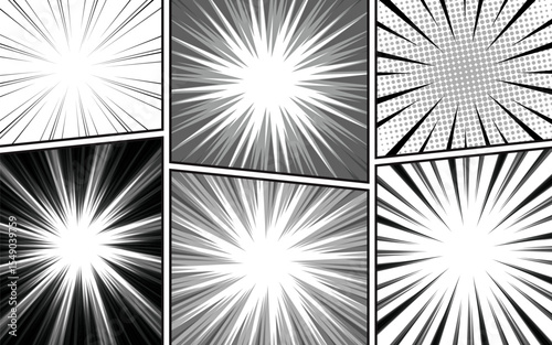 Black and white manga comic abstract scene page background. vector illustration.