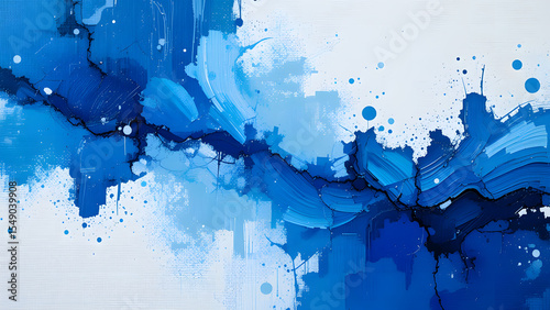 Abstract painting blue white watercolor art contemporary artwork modern design artistic splash background 100 photo
