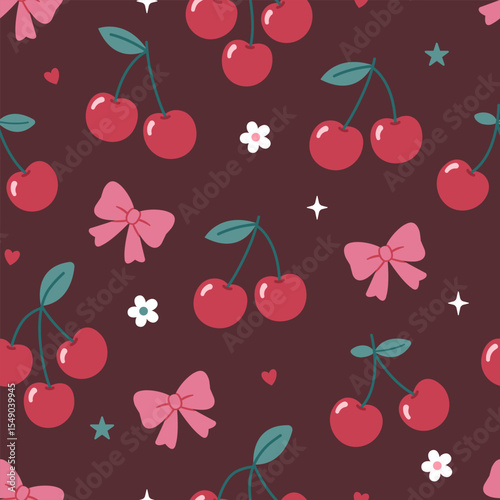 Red cherry seamless pattern.