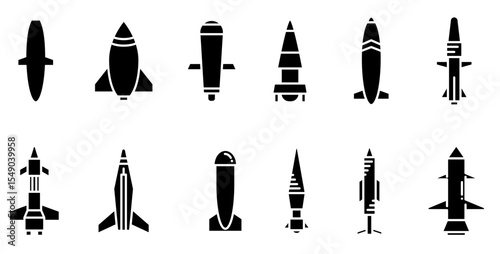 missile and rocket icons. vector. editable