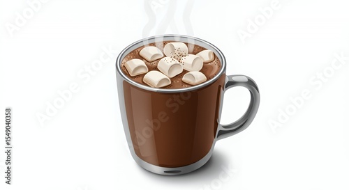 Steaming Mug of Hot Chocolate Topped with Marshmallows