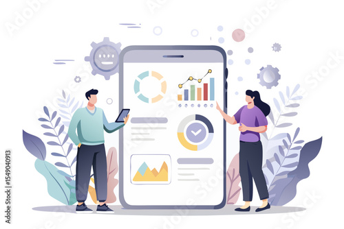 Data analysis and business intelligence on mobile device with team collaboration