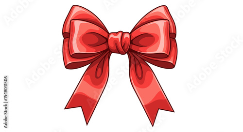 Elegant Red Bow Illustration Perfect for Gift Wrapping, Decorations, and Festive Designs