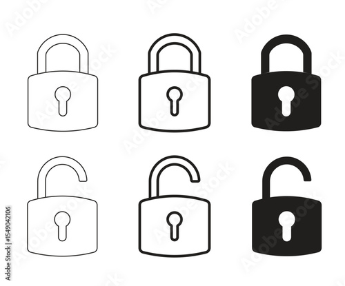 Locks icons set. Locked and unlocked vector icon set.