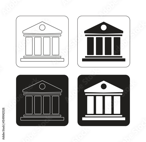 Library museum column icon vector stroke, line bank building sign simple minimal