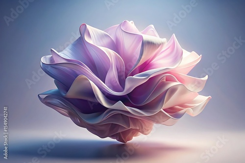 Wallpaper Mural Abstract 3D rendering of a swirling pink and purple flower-like form against a soft blue background. Torontodigital.ca