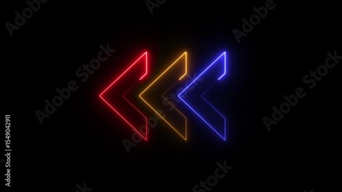 Wallpaper Mural Colorful neon left arrow icon animation, 3 arrow animated,Neon arrow doing direction information animation on black background Torontodigital.ca