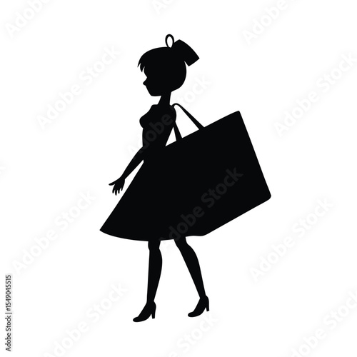 Elegant silhouette art depicting a woman with a shopping bag representing retail therapy and fashion