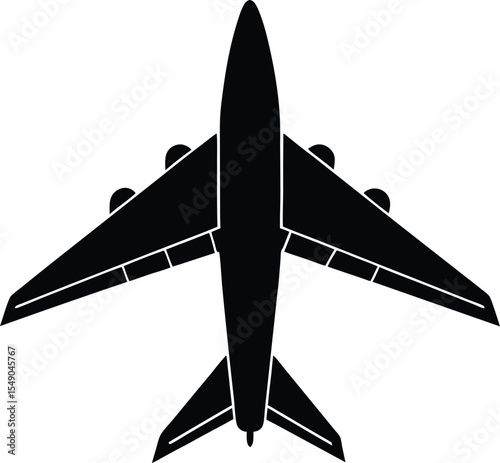 Top View Airplane Silhouette  A Simple Vector Illustration of Air Travel