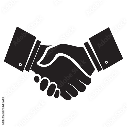 Handshake outline vector illustration on white background