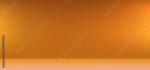 Orange and yellow studio room. Limbo summer background. Yellow empty 3d studio backdrop. Clean scene for product presentation. Mockup template with podium. Vector illustration