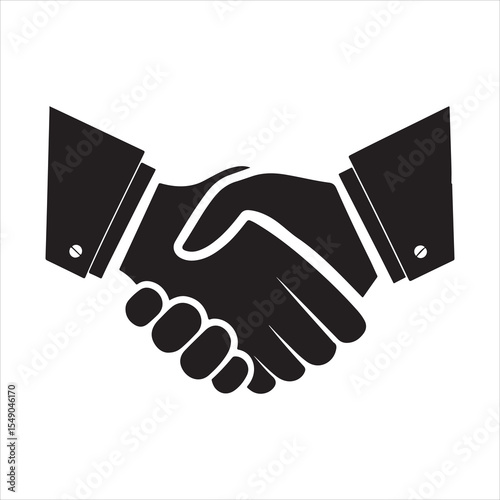 Handshake outline vector illustration on white background