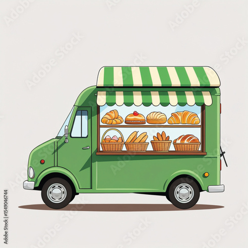 bread seller car vector