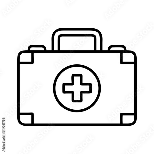 Minimalist Line Art Illustration of a First Aid Kit with Medical Cross