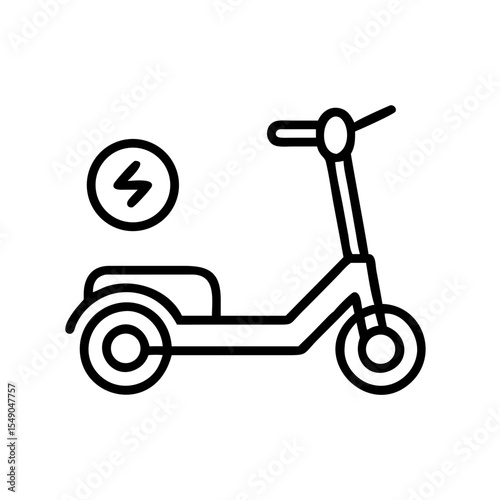 Electric scooter icon with seat and energy charging indicator symbol
