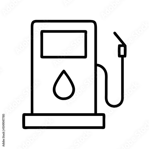 Outlined illustration of a fuel dispensing station for vehicles and machinery