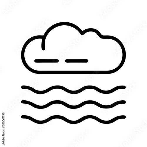 Minimalist icon depicting fog or mist over water with simple lines