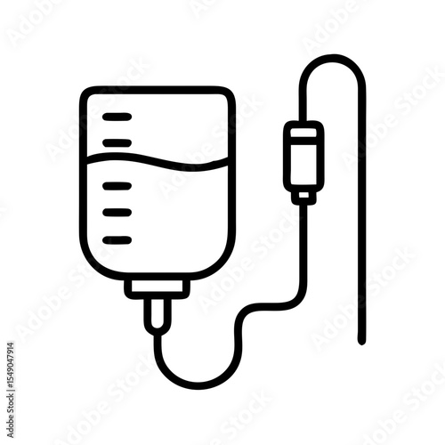 Black and white illustration of intravenous fluids for medical assistance