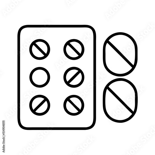 Medication tablet blister pack and some loose tablets as seen in the image