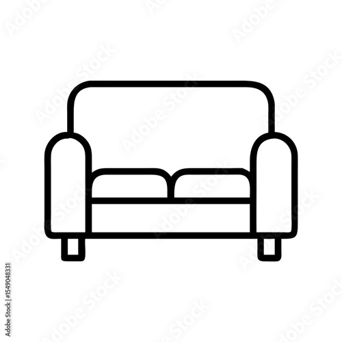Modern Simple Sofa Couch Icon Illustration with Clean and Minimal Design