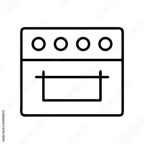 Simple line drawing of a kitchen oven with four circular controls