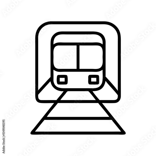 A stylized and bold black and white image of a subway train