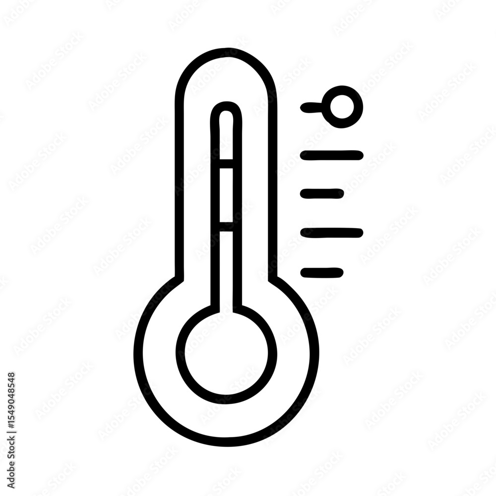 Simple Black and White Outline Illustration of a Thermometer with Medium Temperature Simple Black and White Outline Illustration of a Thermometer with Medium Temperature