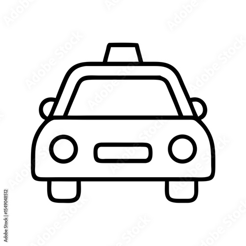 Simplified Line Drawing of a Taxi Cab in Black and White
