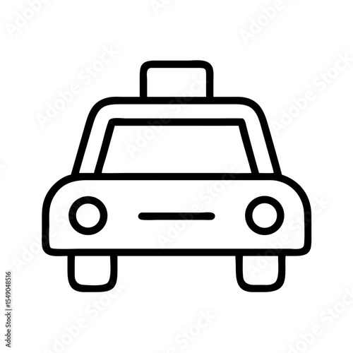 Minimalist Taxi Cab Icon with Bold Black Outline on White Background