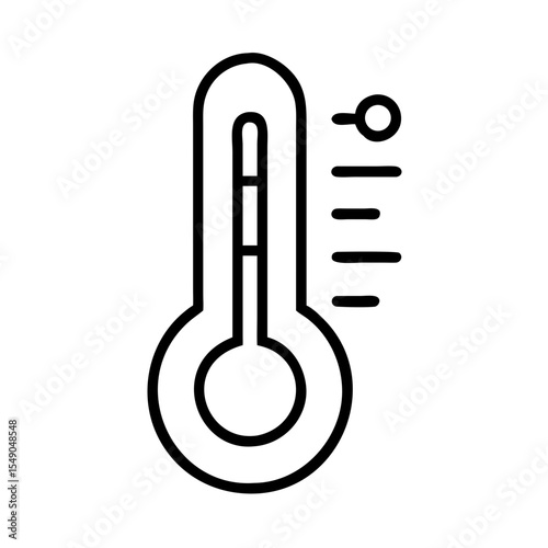 Simple Black and White Outline Illustration of a Thermometer with Medium Temperature
