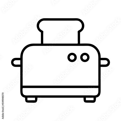 Black and white toaster outline, showing bread, dials and handles vector