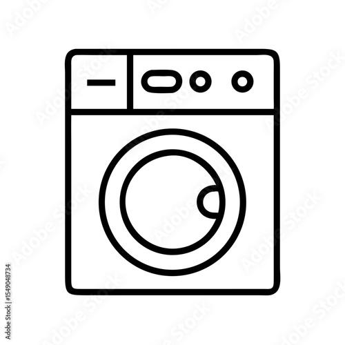 Front loading washing machine icon with round door and control panel