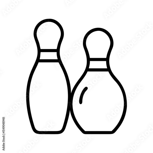 Minimalist Drawing of Two Bowling Pins in Simple Black and White