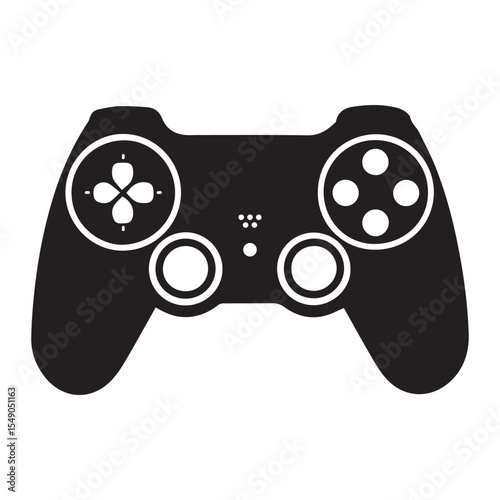 video game controller black isolated icon silhouette vector art illustration on white background