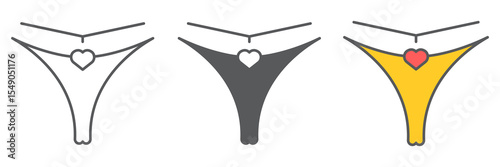 Sexy women underwear icon collection, valentines day and bikini, g string sign vector set graphics, editable stroke linear icon, eps 10