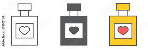 Love perfume icon collection, valentines day and aroma, perfume sign vector set graphics, editable stroke linear icon, eps 10