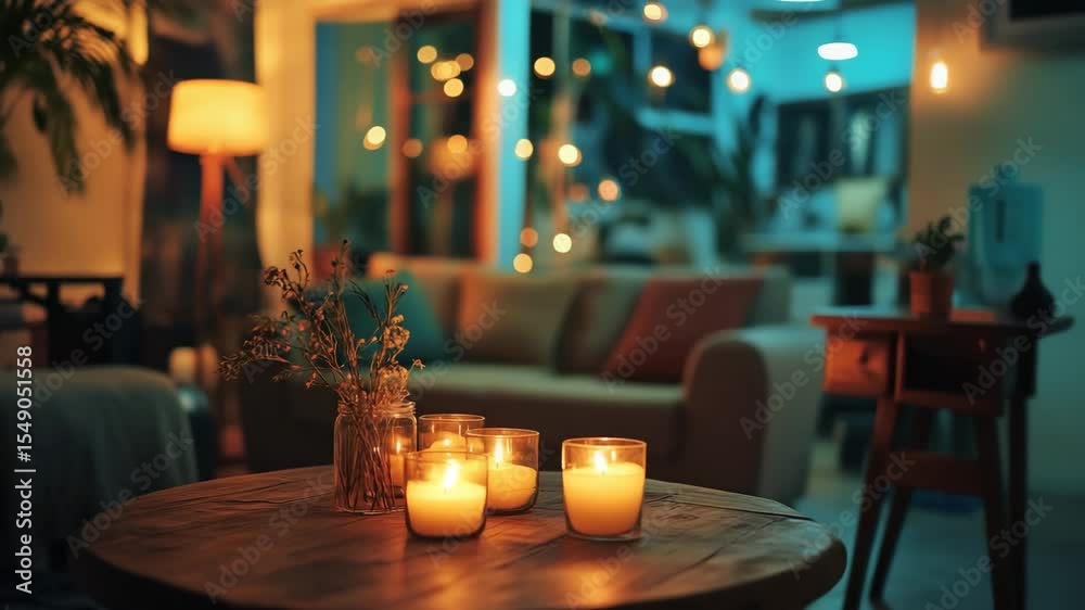 Cozy living room with candlelit ambiance Cozy living room with candlelit ambiance