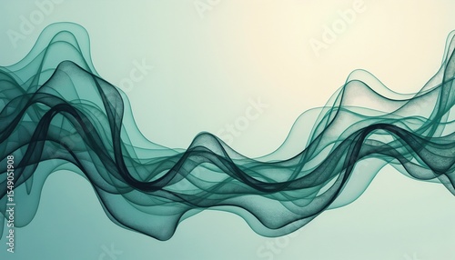 Abstract teal wave background with flowing lines and soft gradients  